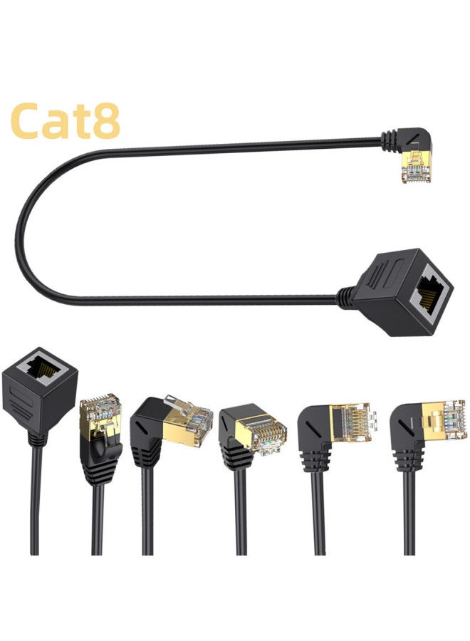 90 ° Elbow Class 8 10 Gigabit RJ45 Male-to-female Extension Cable Digital Equipment Computer Switch Network Cable Extension Cable-Color:Black-Line Length:Downward Bend 0.5m